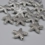 Sea Star Bead Insert, Silver Color, 14mm Diameter, 1.5mm Hole Diameter, Packaging 20 g (~14 pcs)