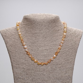 Citrine Necklace with Faceted Beads, 7×6 mm, length 45 cm, with clasp