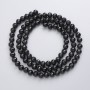 Czech Crystal Beads on Beading Thread, Black Matte, Faceted Round Bead, 6 mm diameter, 52 cm length