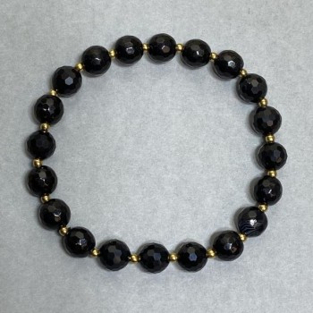 Bracelet with Czech crystal faceted beads 7mm +/- with metal inserts, length 18 cm +/- stretch