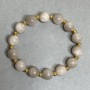 Rutile Quartz Bracelet (Synthetic) with Smooth 10 mm Beads, Metal Inlays, 18 cm Elastic