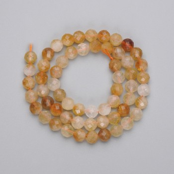 Faceted Citrine Beads, Ball-Shaped, 6.5 mm Diameter, on a 38 cm Strand