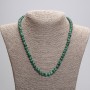 Malachite necklace with smooth round beads, 6mm diameter, 45cm length, with clasp