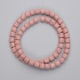 Pink lava beads, cylindrical 6×6 mm, on beading thread, length 38 cm+