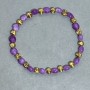 Sugilite Bracelet with Faceted 6mm Coin Beads ±, with Metal Inserts, Length 18 cm ±, Stretch