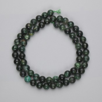 Emerald beads, smooth round beads, 6.5 mm diameter, 38 cm on thread
