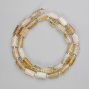 Faceted Citrine Beads, diameter 10 mm, 5-11×6-6 mm, 5 mm ± seed beads 3 mm ±, length 39 cm ± on thread