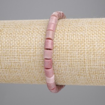 Rhodonite bracelet, cylindrical, 6x6 mm +/- (stretch), 18 cm long