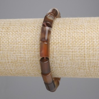 Agate bracelet with cylindrical beads, diameter 12×8 mm, length 18 cm, stretch
