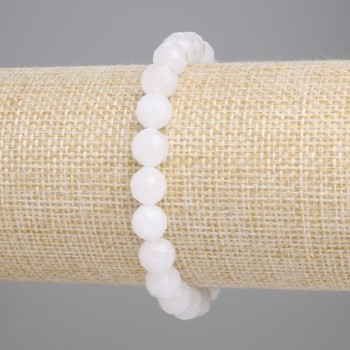 Браслет Гірський кришталь гранована кулька, діаметр 8мм+-, довжина 18см+- стрейч