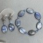 Jewelry Set: Kyanite Oval 17x13 mm, Faceted Topaz Cube 3.5 mm, Faceted Hematite Ball 2 mm
