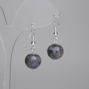 Labradorite Earrings, Smooth Ball 12mm, Length 30mm