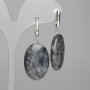 Larvikite Earrings Oval 30x20mm, approx. 55mm length