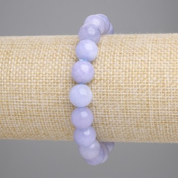 Aquamarine bracelet with smooth beads, 10 mm diameter, 18 cm length, stretch