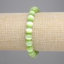 Salad-green Cat's Eye Bracelet with Smooth Beads, 8mm Diameter, 18cm Length, Stretch