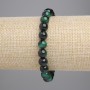 Bracelet with green tiger's eye beads, smooth round, 8mm diameter, 18cm length, stretch
