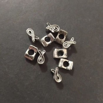 Pandora bead insert, silver finish, 6×7×11 mm, packaging 20 g ±10 pcs