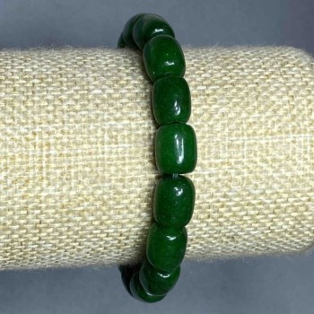 Chrysoprase Barrel Bracelet, 10 x 8 mm Beads, Length approx. 18 cm, Elastic