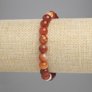 Agate bracelet with smooth beads, 8 mm diameter, 18 cm length, stretch