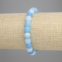 Blue Frost Agate Bracelet with Smooth Beads, 8 mm Diameter, 18 cm Length, Stretch