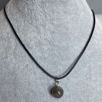 Agate ball pendant, diameter 12 mm ±, on a cord, length 60 cm + 5 cm chain