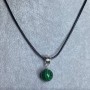 Malachite ball pendant, 12 mm diameter, on a cord, 60 cm length with an additional 5 cm chain