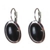 Уцінка. Сережки Агат чорний гладка оправа овальний камінь 2, 2*1, 8см, довжина 3, 2см