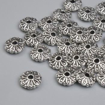 Bead insert findings, silver-tone, 8 mm diameter, hole 1.6 mm, packaging approx. 25 pcs
