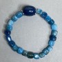 Apatite cube bracelet 6–7 mm with faceted elements 19×14 mm, with metal inserts, 18 cm stretch