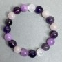 Bracelet with Amethyst Beads 9.5–10 mm, Bilomorit, and Pink Quartz Beads 10 mm, 18 cm stretch