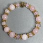 Rose Quartz Bracelet with 10mm Round Beads and 9×6.5mm Rondelles, with Metal Accents, 18 cm Elastic