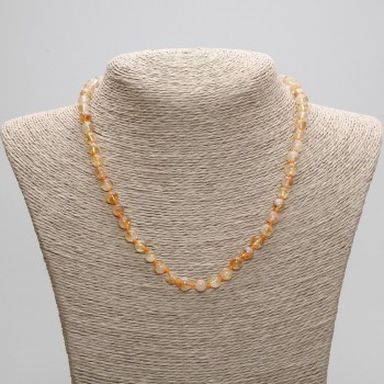 Citrine Necklace with Smooth Beads, 6.5 mm Diameter, 45 cm Length with Clasp