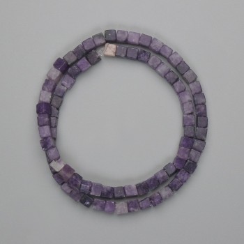 Lepidolite Cube Beads, 4.5 mm, on Thread