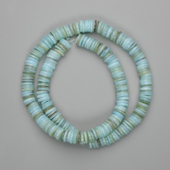 Skafarka shell rondelle beads, 8 x 1–1.5 mm, 40 cm length on monofilament