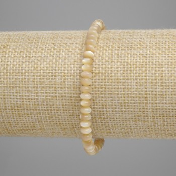 Beige Mother-of-Pearl Rondelle Bracelet, diameter 5×2 mm, 5 mm, length 18 cm, elastic