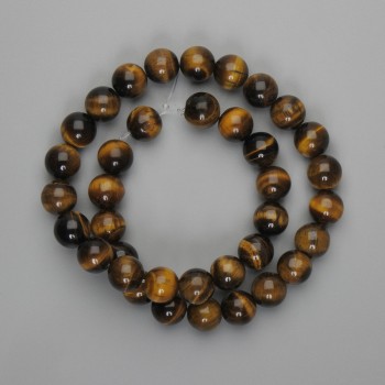 Tiger's Eye Beads, Smooth Round 10mm, 37 cm on fishing line