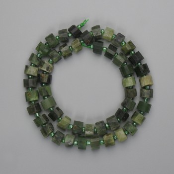 Jadeite Beads: Faceted Rondelles 8x5mm, 6mm + Seed Beads 3mm, Length 40cm
