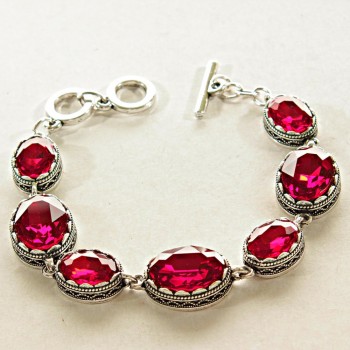 ( 15, 20 mm ) Crystal bracelet 'Czech glass' 'Ruby'
