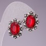 Earrings 2, 2x1, 7 cm snowflake oval with red crystals