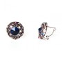 Earrings 2.5 cm Circle Star with Blue Crystals