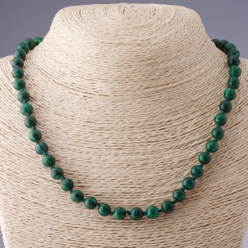 Malachite Necklace (Pressed) Bead, 8mm diameter, 50cm length
