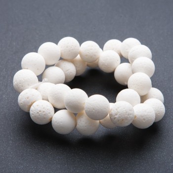 Natural Sponge Coral Beads White Ball 12 mm 40 cm Strand