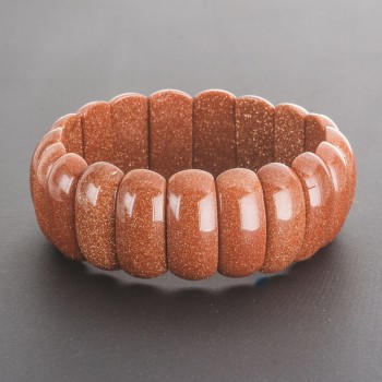 Aventurine bracelet 'Golden Sand' on elastic, rectangular link 25x12 cm (±)