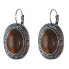 Уцінка. Сережки Тигрове око оправа "грецька" овальний камінь 2, 3*2, 8 см, довжина 4см