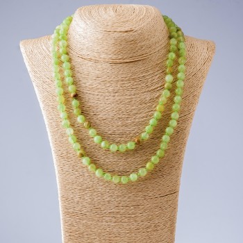 Long necklace of natural onyx beads, smooth round beads, 110 cm long, 8 mm diameter