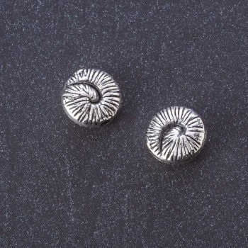 Bead Insert Ammonite Spiral, Silver Color, 10 mm Diameter, Packaging 20 g ± 15 pcs