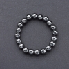 Браслет натуральний камінь Гематит на резинці гладка кулька, діаметр 10 мм