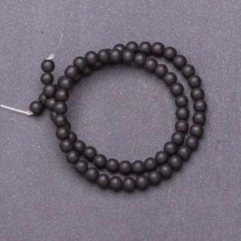 Shungite beads, smooth ball on thread (synthetic), 6 mm diameter, 37 cm length