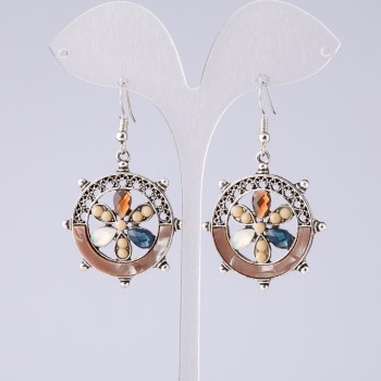 Earrings 'Flower of Wishes' Cappuccino, Purple Series, length 5 cm