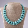 Necklace Cleopatra Turquoise with green-veined links 10x25 mm and 10 mm bead, length 50 cm